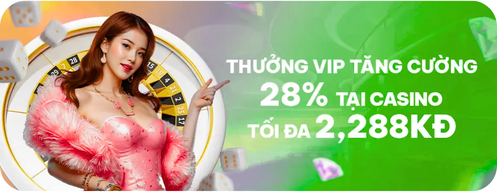thưởng vip tăng cường 28% casino